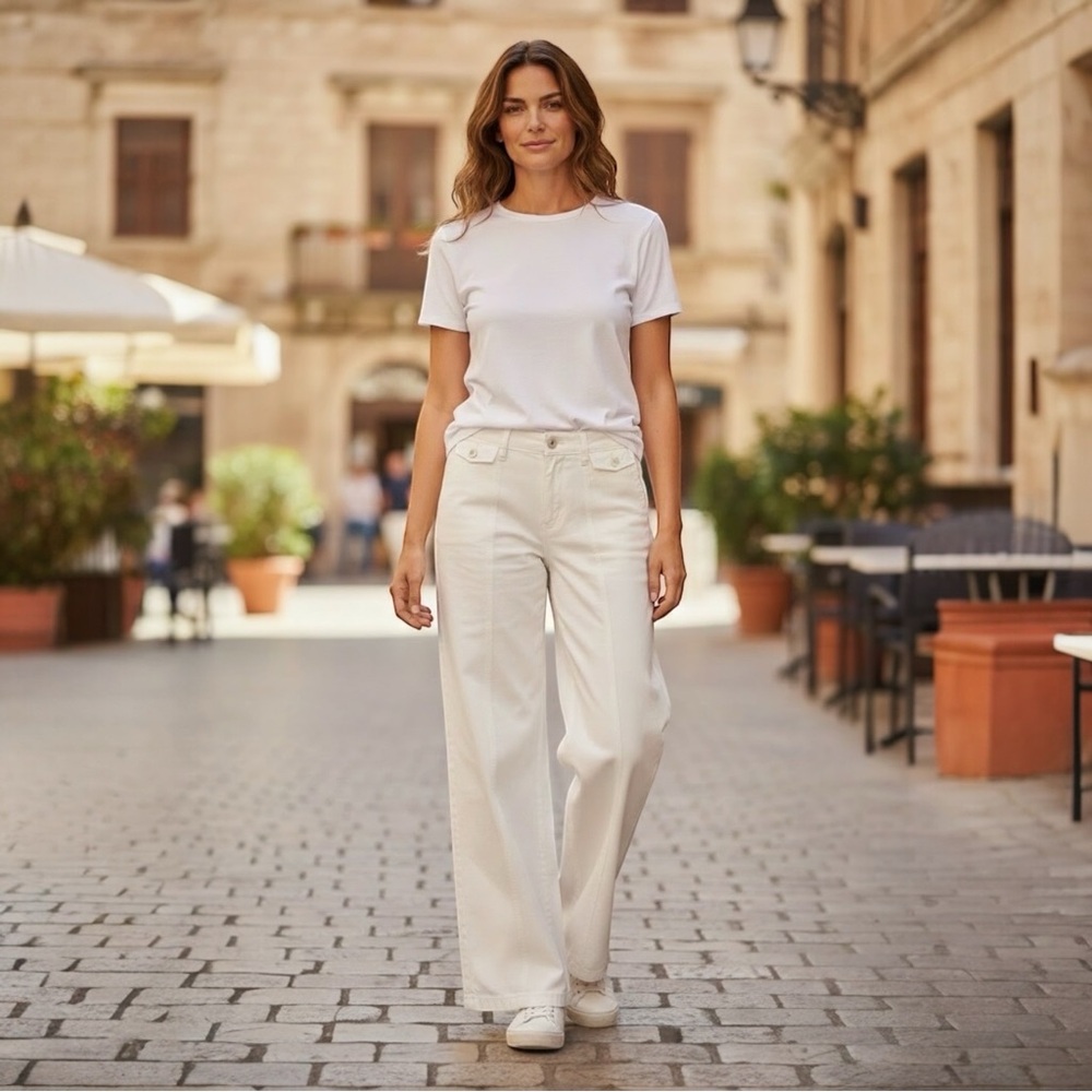 Rafaella Capris Comfortable Fit Stretch Fabric, Faux Pockets Color White Size 12
